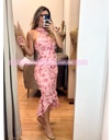 MIDI DRESS ASIMETRICO FLORES RESALTADAS