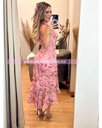 MIDI DRESS ASIMETRICO FLORES RESALTADAS