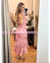 MIDI DRESS ASIMETRICO FLORES RESALTADAS