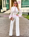 PALAZZO CON ENCAJE Y TRANSPARENCIAS CON CINTO HEBILLA 