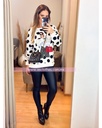 SUDADERA LUNARES NEGROS MONA CON BOLSA PERLAS Y PEDRERIA