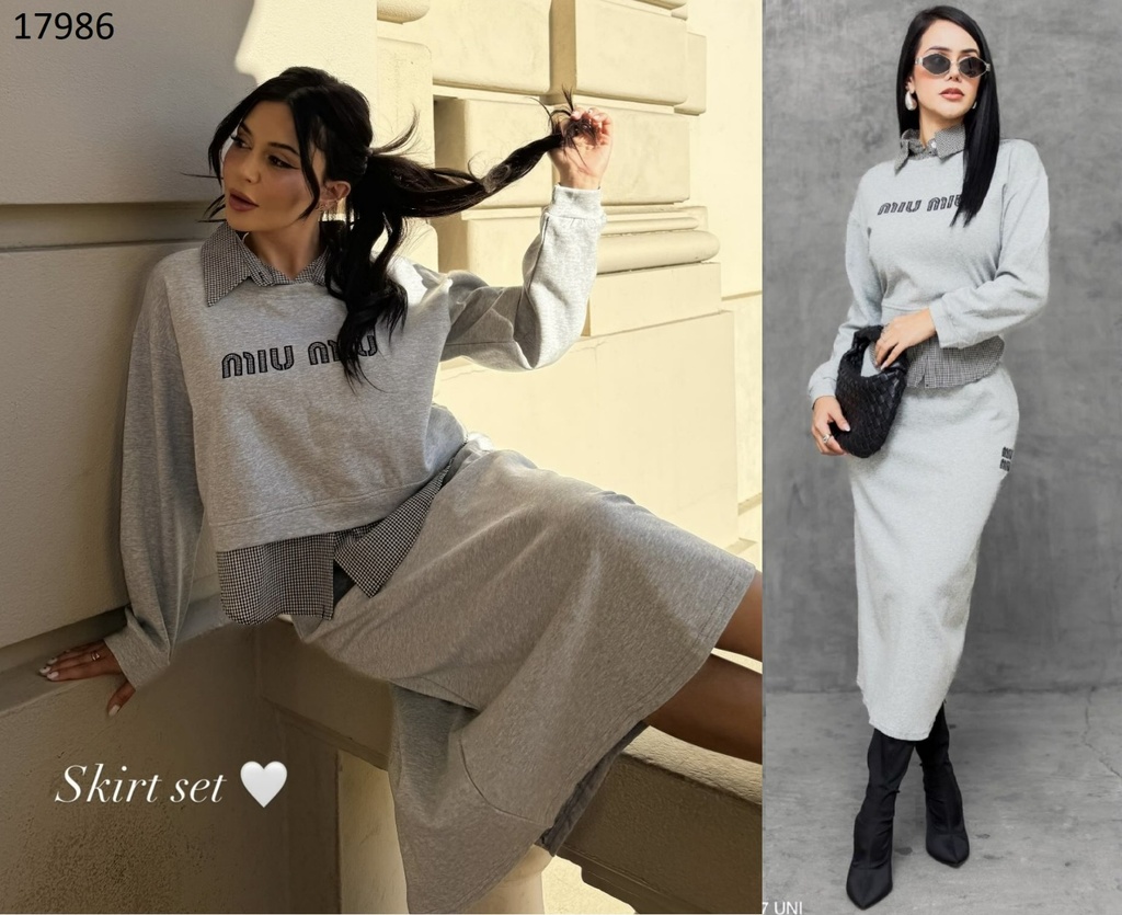 SET DE FALDA Y BLUSA TIPO SUDADERA MIU 