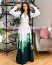 MAXI DRESS ENCAJE CINTURA CONMBINADO COLOR