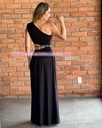 MAXI DRESS OPEN WAIST UN HOMBRO CON CADENA CINTURA