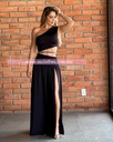 MAXI DRESS OPEN WAIST UN HOMBRO CON CADENA CINTURA
