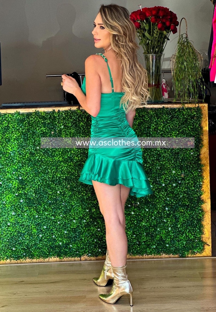 MINI DRESS SATINADO CON OLANES