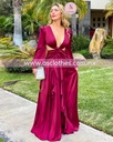 MAXI DRESS OPEN WAIST MANGA LARGA SATINADO