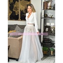 MAXI DRESS CON APLICACIONES BORDADO Y CON SACO 