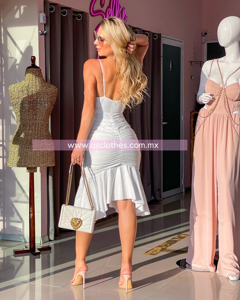 MIDI DRESS DRAPEADO TIRANTES ABIERTO LATERALES