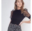 BLUSA MANGA CORTA AMPONA CON TRANSPARENCIA