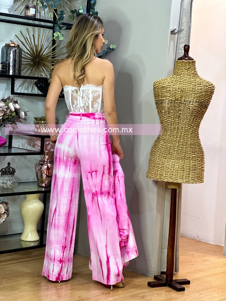 CONJUNTO PANTALON PATA DE ELEFANTE CON BLAZER MANGA 3/4
