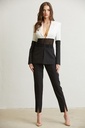 SET PANTALON BLAZER BICOLOR CON TRANSPERENCIA