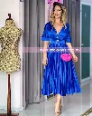 MIDI DRESS TABLONES CON MANGA Y CINTO