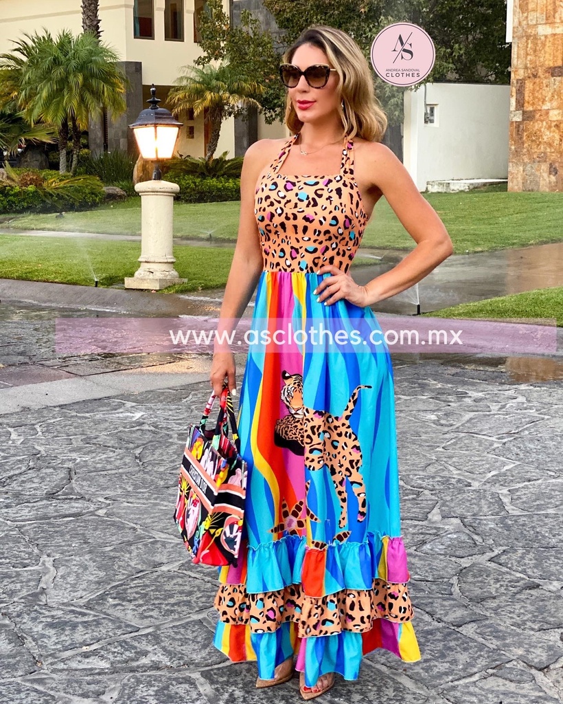 MAXI DRESS MULTICOLOR CON ANIMAL P