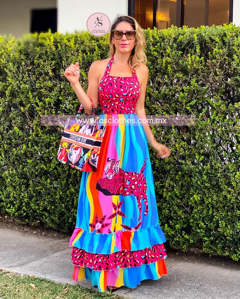 MAXI DRESS MULTICOLOR CON ANIMAL P