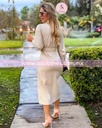 VESTIDO MIDI TIPO PIEL CON CINTO