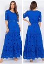 MAXI DRESS MANGA CORTE A  ENCAJE  CON CINTO