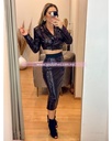 CONJUNTO DE LENTEJUELA, FALDA Y SACO