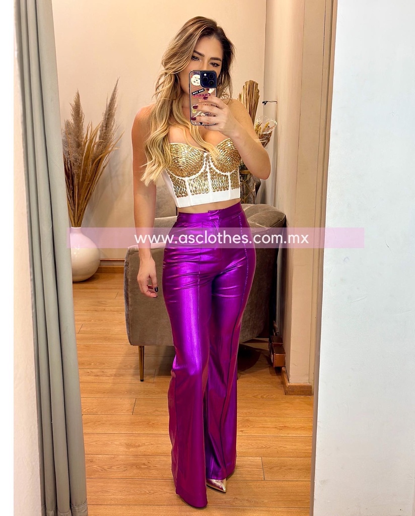 PANTALON ACAMPANADO METALIZADO