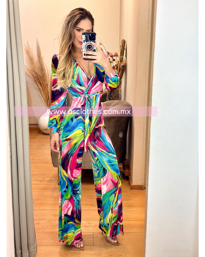 PALAZZO MANGA LARGA MULTICOLOR PRINT