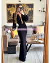 MAXI DRESS MANGA LARGA ESCOTE V CON ARGOLLA AL FRENTE