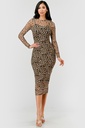 MIDI DRESS MANGA LARGA ANIMAL PRINT