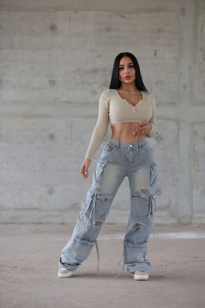 PANTALON CARGO MEZCLILLA