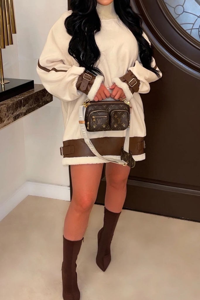 VESTIDO/SUETER CON TIPO PIEL