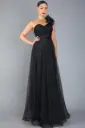 MAXI DRESS TULL OLANES UN HOMBRO CON DETALLES