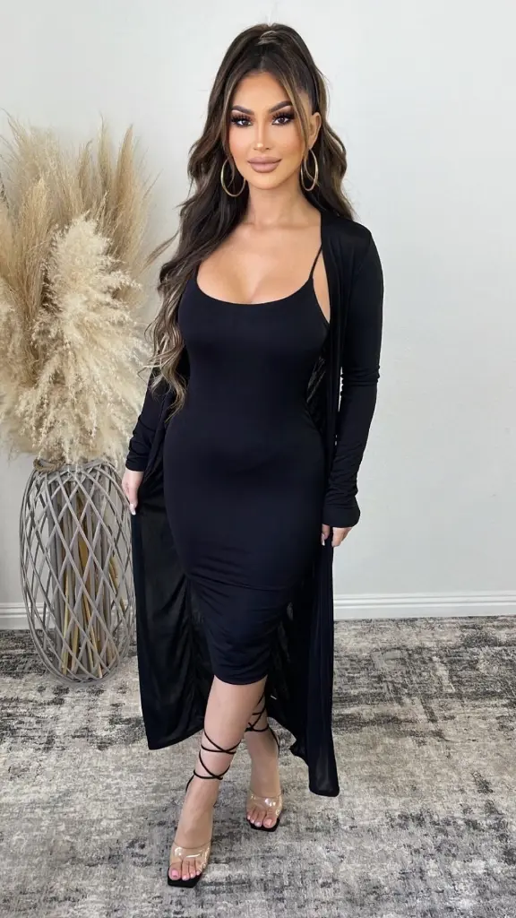 MIDI DRESS CON CARDIGAN 