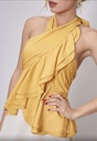 BLUSA CRUZADA CUELLO RUFFLE AL FRENTE