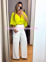 BLUSA CROP ESCOTE V MANGAS OLGADA TELA SATIN