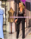 PALAZZO MANGA LARGA CON DISEÑO LENTEJUELAS CON CINTO