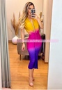 MIDI DRESS OPEN WAIST MULTICOLOR