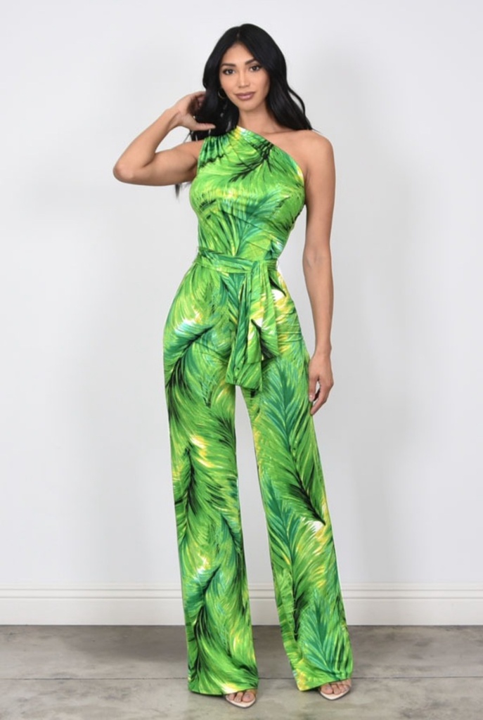 PALAZZO TROPICAL UN HOMBRO CON CINTO