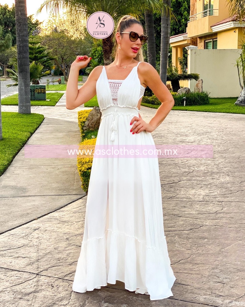 MAXI DRESS TIPO PLAYA CON TOP ESPALDA ABIERTA