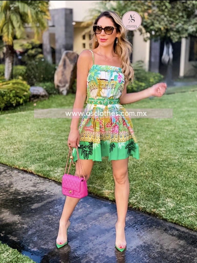 MINI DRESS CON CINTO TIRANTES TABLONES