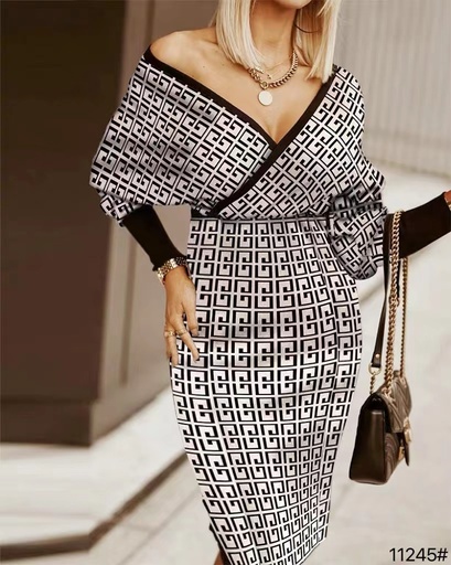 MIDI DRESS AJUSTABLE A LOS HOMBROS PRINT G