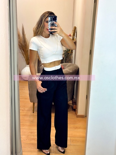 BLUSA CROP CON PERLAS