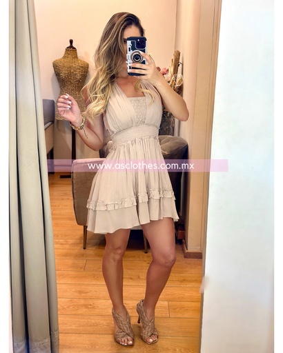 MINI DRESS HALTER CON TEJIDO TOP BUSTO
