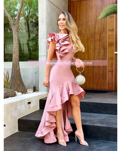 MAXI DRESS FIESTA RUFFLES ASIMETRICO