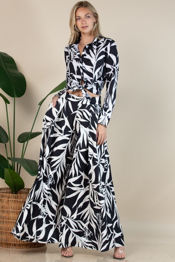 PANTALON PATA ELEFANTE PRINT HOJAS