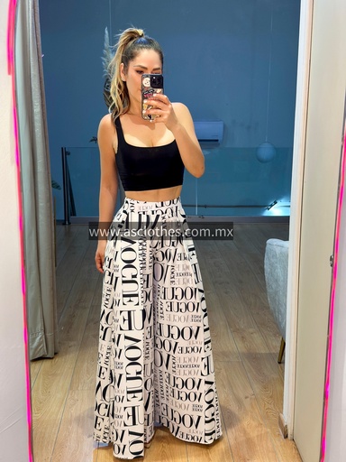 PANTALON PATA ELEFANTE LETRAS VOGUE