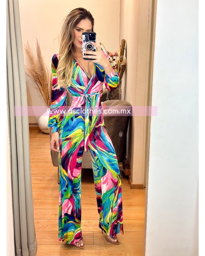 PALAZZO MANGA LARGA MULTICOLOR PRINT