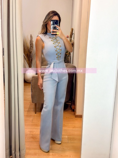PALAZZO DENIM CADENAS CRUZADAS