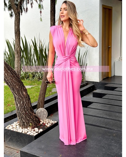 MAXIDRESS FIESTA NUDO TELA AL FRENTE