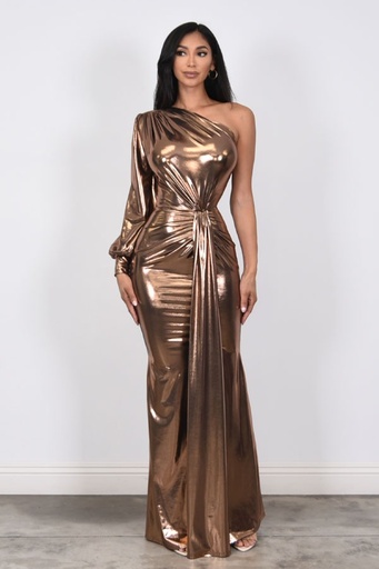 MAXI DRESS METALICO UNA MANGA