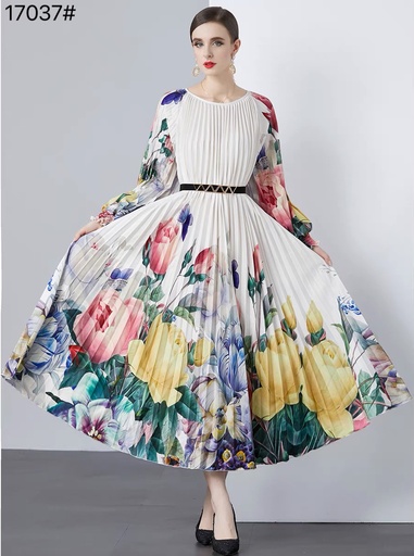 VESTIDO MANGA LARGA TABLONES PRINT FLORAL