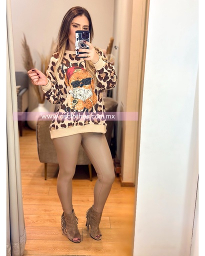 SUDADERA ANIMAL PRINT OSO CON PEDRERIA
