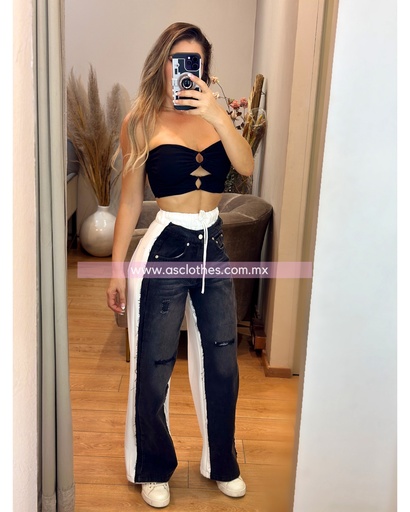 PANTALON TELA COMBINADO CON MEZCLILLA